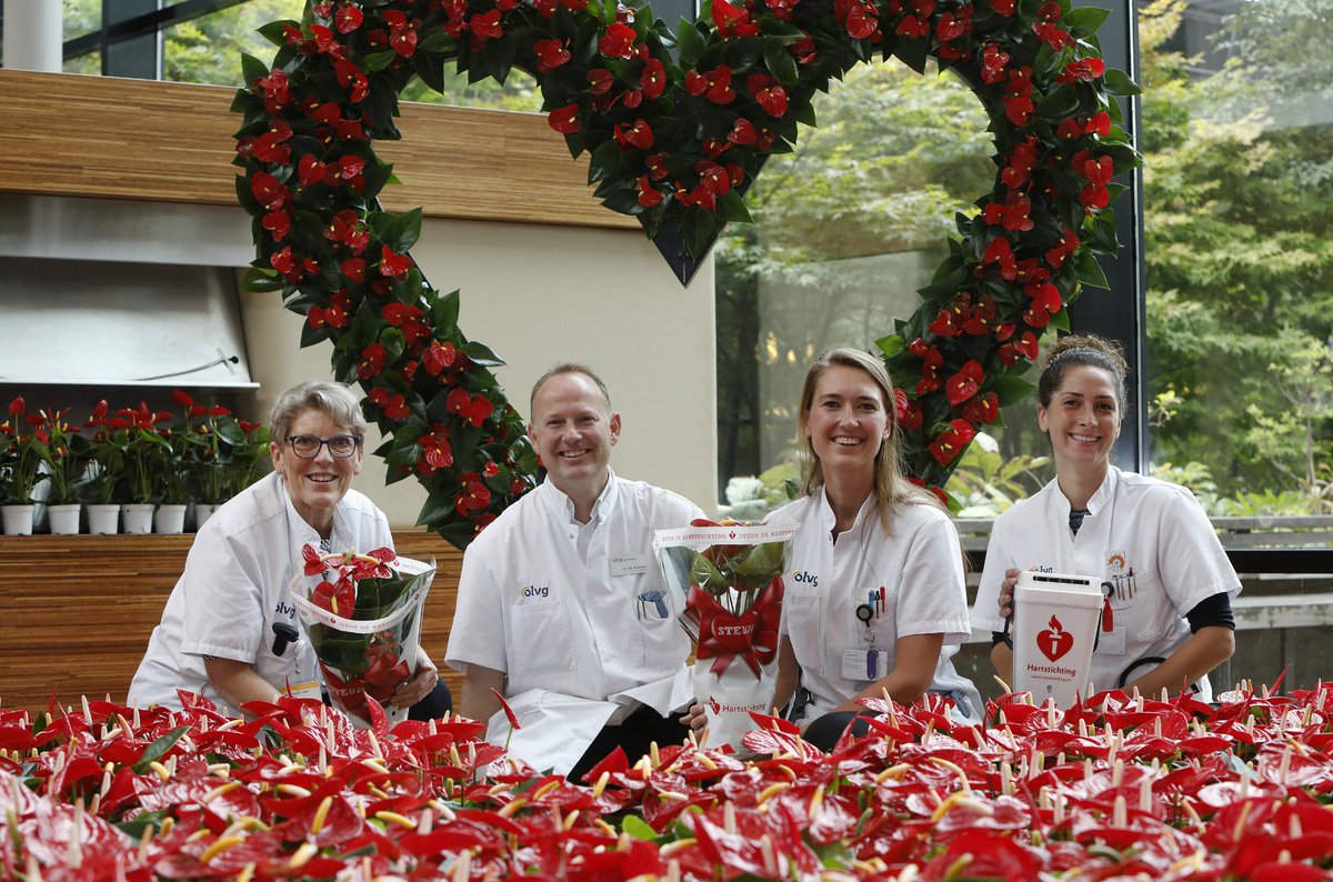 Anthuriumkwekers halen ruim 2000 euro op voor de <a href="/Hartstichting/">Hartstichting</a> met de collecte-actie in het @olvg in Amsterdam! ow.ly/ZZnD30f5vuT