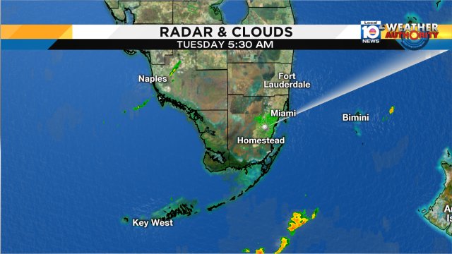 Waking up to an offshore flow this Tuesday morning. Showers offshore all moving NE away from #SoFla. #miami #FLL https://t.co/RBhGaG2PhN