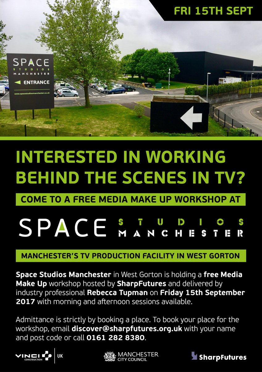 SharpFutures's tweet image. Know anyone that would be interested in a FREE Media Makeup Event this Friday @SpaceStudiosMcr? Email discover@sharpfutures.org.uk to book