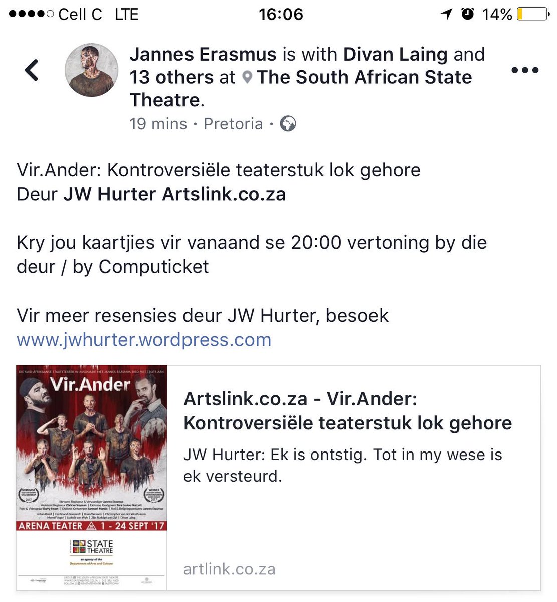 Vir.Ander samel pragtige resensie in! Hierdie een deur <a href="/jwhurter/">JW Hurter</a> 
artlink.co.za/news.htm?categ…
<a href="/KKNKfees/">KKNK</a>