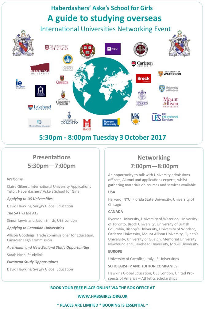 Book your free place for Studying Abroad event 3/10. Loads of great speakers and excellent networking opportunities. goo.gl/hHPLwc