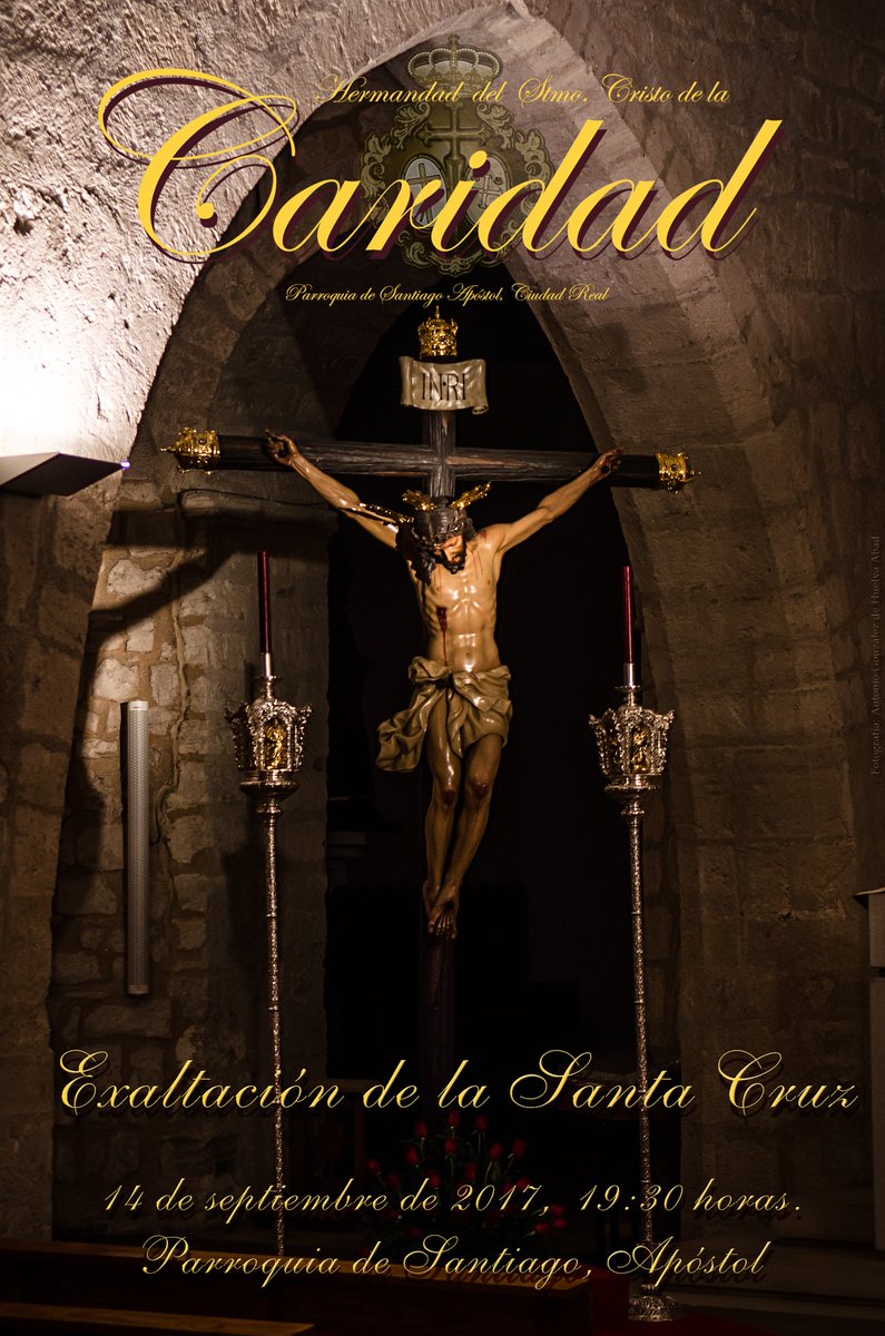 hdad_caridadCR's tweet photo. SOLEMNE FUNCIÓN PRINCIPAL
Exaltación de la Santa Cruz
Jueves 14 de septiembre, 19:30 h.
Parroquia de @SantiagoApostCR https://t.co/LGbHMlhfh5