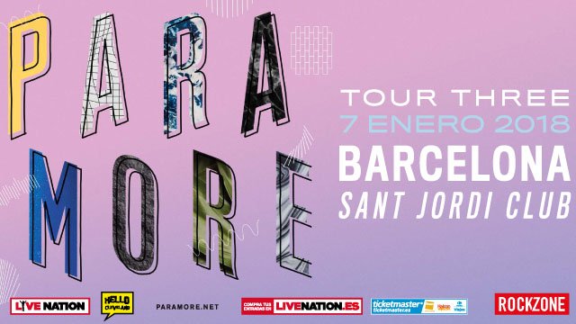 RockZone's tweet photo. Buenos días con EXCLUSIVA!!
#Paramore actuarán el 7 de enero en #Barcelona 
El día 14 de septiembre preventa en livenation.es https://t.co/sb7kaFpoM0