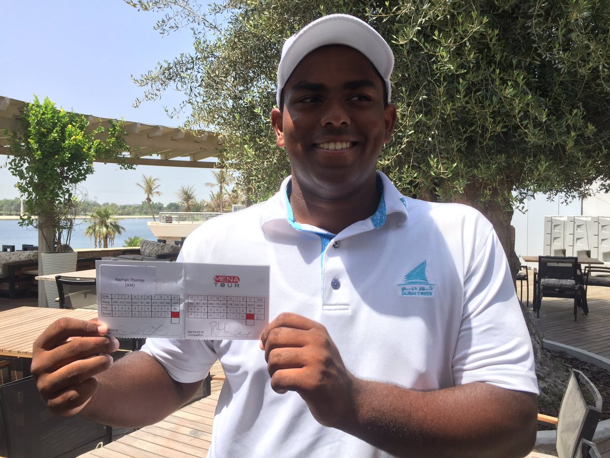 TheJoyofGolf's tweet photo. The world record equaling card - 9 birdies in 9 holes in an @OWGRltd event!! Well done @RayhanThomas https://t.co/SkNUye2BGP