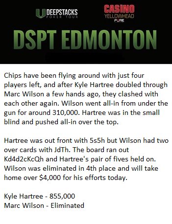 purepokeryh's tweet photo. #DSPTEDM Event #3 - NLH

Level 23 - 10,000/20,000/3,000

Remaining: 3

Marc Wilson Eliminated in 4th Place ($4,010) https://t.co/CHX6MRdiO3