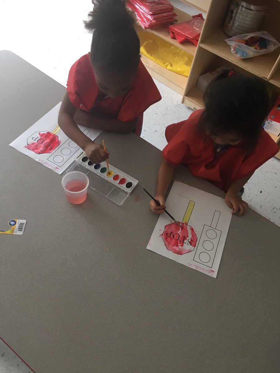 MrsBlackByrd's tweet photo. #ByrdEagles #HeadStart students painted stop signs red yesterday as part of our #bussafety unit! #redmeanstop https://t.co/uyrYQbFTAa