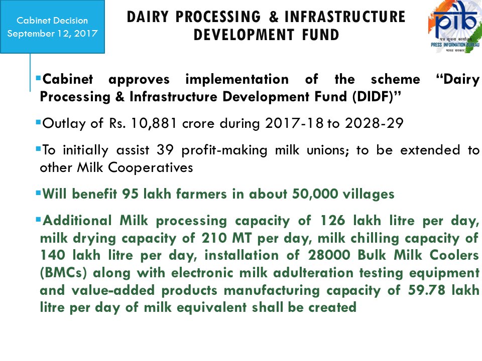 DG_PIB's tweet photo. #CabinetDecision: implementation of “Dairy Processing &amp; Infrastructure Development Fund (DIDF)” https://t.co/9Mv2zfYVou