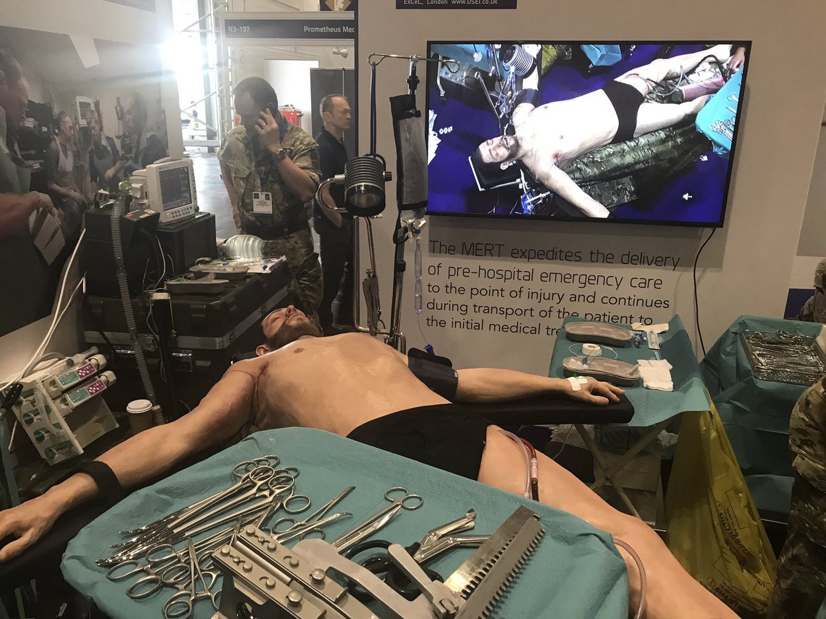 SIMBODIES's tweet photo. @DSEI_event demonstrating emergency surgical simulation using #simbodies to perform live #clamshellthoracotomy @SIMBODIESglobal @Richardarm1 https://t.co/xmoDvxKftE