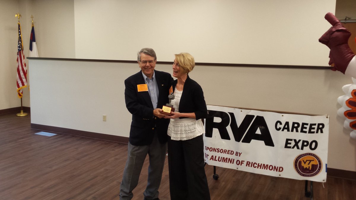 jcrowco's tweet image. Charlie @Att4Success presenting Patrice @pkstrachan1202 #Hokies Alumni #Volunteer of the Year. @LCrowco @richmondhokies @marylinnminor1