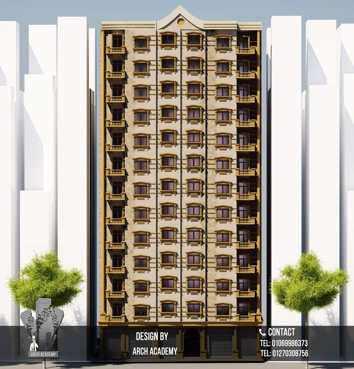 Residential tower 🏠Designed by Arch Academy
📞Contact us for any order 
01069986373,01270308756,01060122439
#3dsmax#vray#ps
#arch_academy