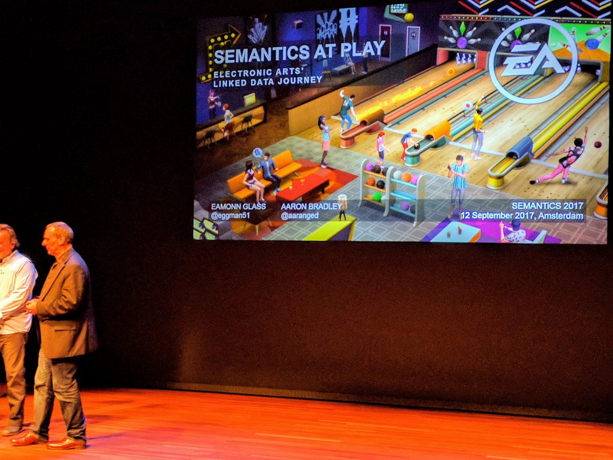 cyberandy's tweet image. Semantics At Play! One of the reasons I am so happy to attend this year&apos;s edition of #semantics2017 🚀 w/ @aaranged and @eggman51