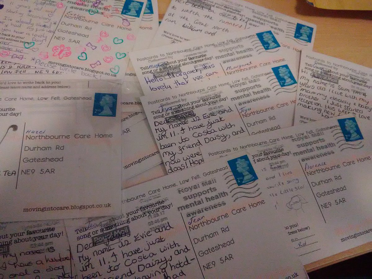 NorthbourneCare's tweet photo. We have mail! @NorthbourneCare #yarnbombinglowfell #community #Gateshead #lowfell @MovingIntoCare #intouch #penpal #together #lovely https://t.co/Fp3VMZDIkX