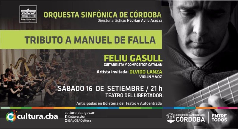 TdelLibertador's tweet photo. Feliu Gasull y la @OSCordoba  en concierto ENT desde $100 en Av.V.Sarsfield 365 y @Autoentrada1 
#Temporada2917 @AgCbaCultura https://t.co/Jwc9ddjafU