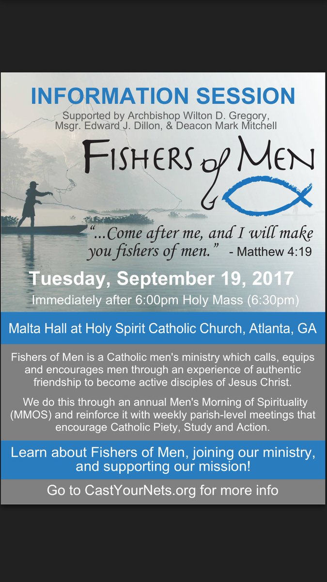 GaFishers's tweet photo. Please come join Fishers of Men Georgia Chapter for an information seminar to discuss our upcoming Mens Morning of Spirituality! https://t.co/k1fVH9yHOz