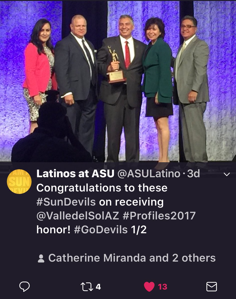 marilena_az's tweet photo. I'm so thrilled to see @arizonascge @carlosgeADL with your very own Cesar! Well deserved! #Profiles2017 #ProudSunDevil https://t.co/nuSo7rX5rb