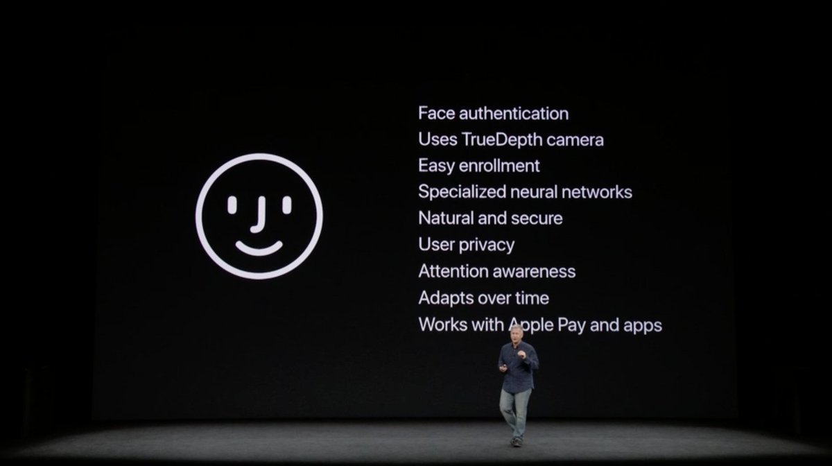 TechishHQ's tweet image. Face ID overview #AppleEvent. Now onto Animoji - dancing poo you control with your face! Tracks 50 facial muscle movements. #AppleEvent