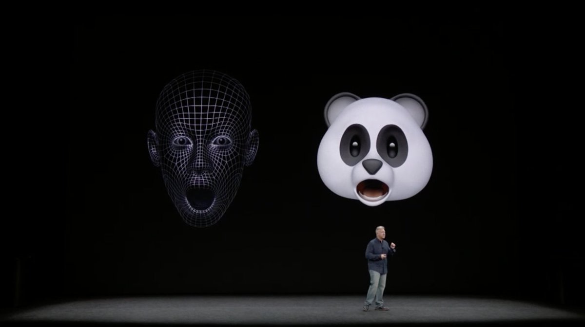 TechishHQ's tweet image. Face ID overview #AppleEvent. Now onto Animoji - dancing poo you control with your face! Tracks 50 facial muscle movements. #AppleEvent