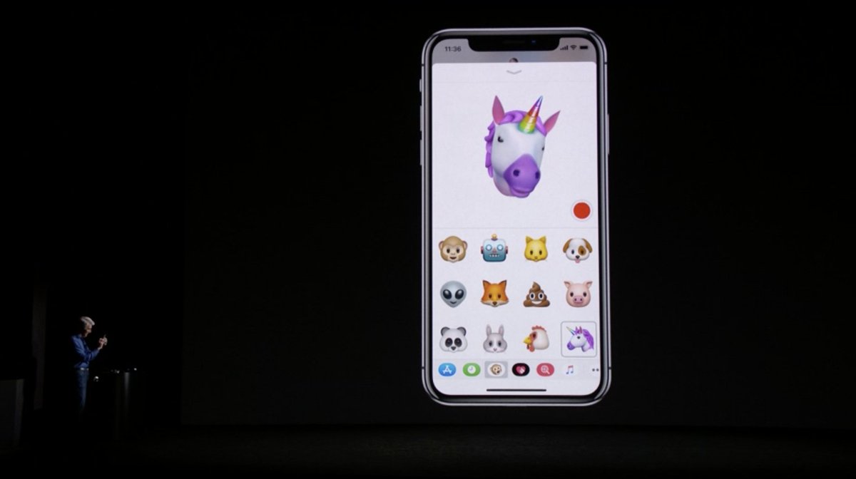 TechishHQ's tweet image. As cynical of tech journo as I am - I'm DYING to use Apple's new Animoji unicorn and Poo! #AppleEvent