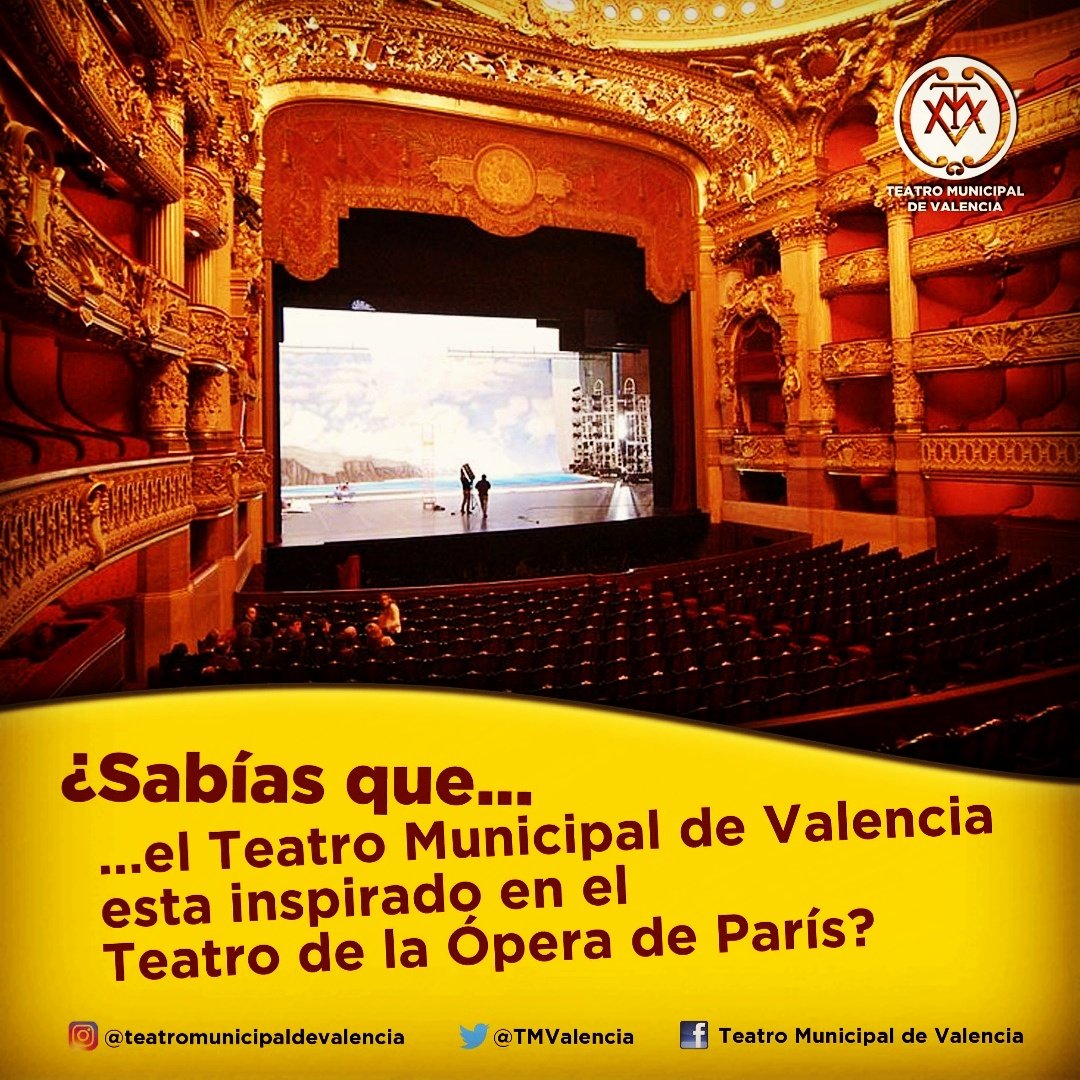 El arquitecto Malaussena, se inspiró en el esquema del Teatro de la Ópera de París, para la construcción del @teatromunicipaldevalencia