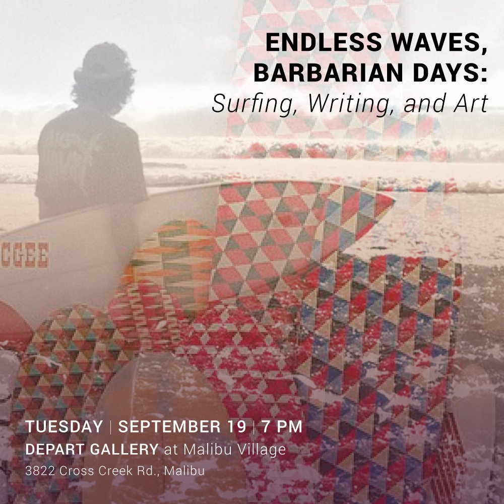 Join us at the DEPART Gallery Sept 19 at 7PM for a talk with William Finnegan and Barry McGee. Learn more at MalibuCity.org/SalonSeries