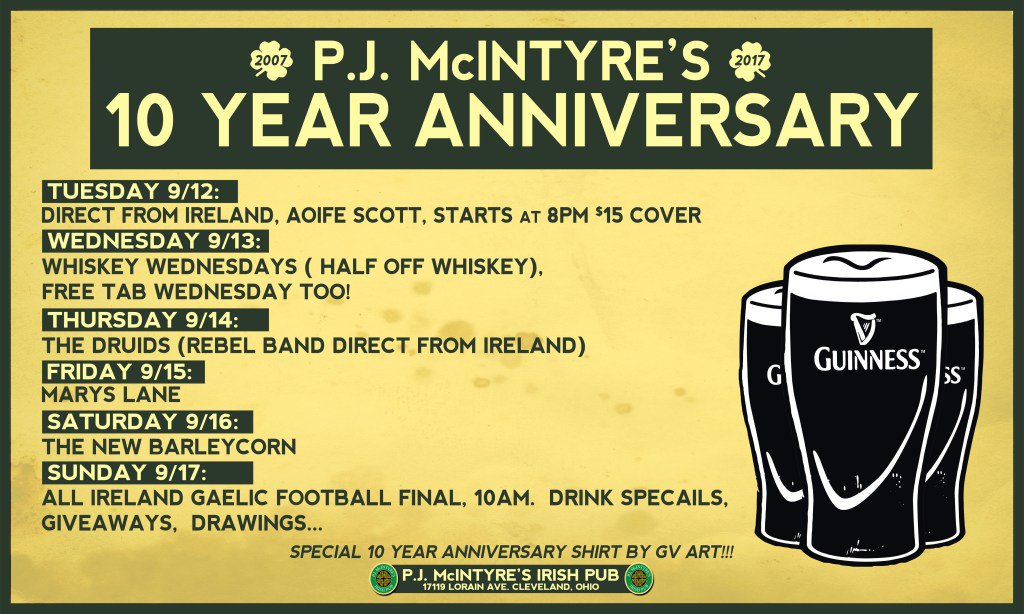 Celebrate 10 Years with PJ McIntyre’s all week! pjmcintyres.com/?p=2773