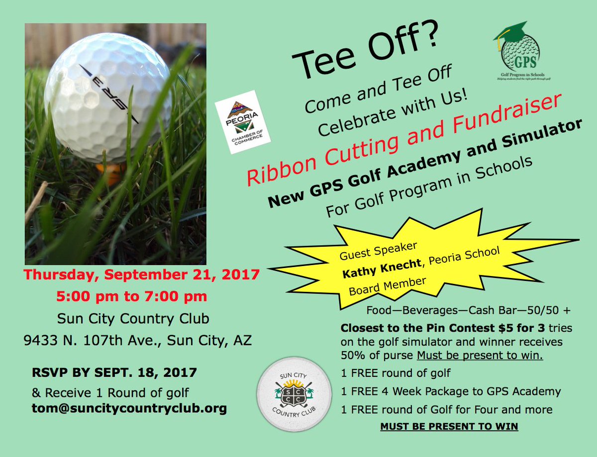 GolfProgSchool's tweet photo. Join us at Sun City Country Club to celebrate and support Golf Program in Schools. Positive impact on our students, schools, and community! https://t.co/mu8mIaDZFQ