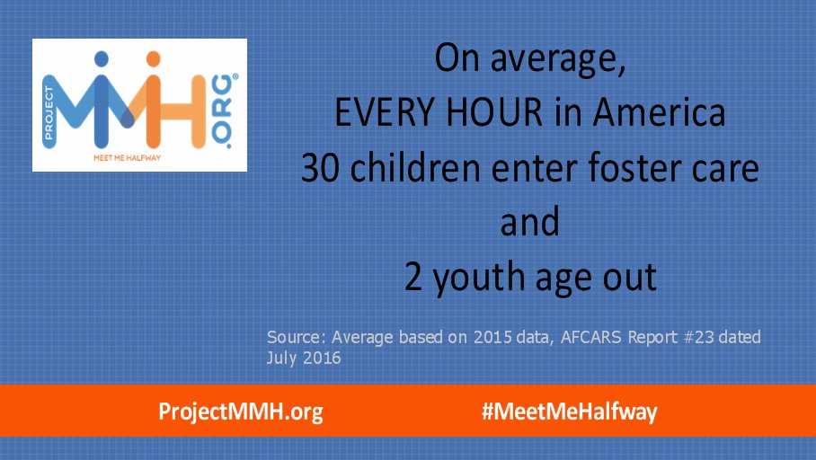 ProjectMMH's tweet image. #DidYouKnow On average, EVERY HOUR 30 children enter #fostercare, while 2 youth #ageout. SHARE with someone who doesn't know. #MeetMeHalfway