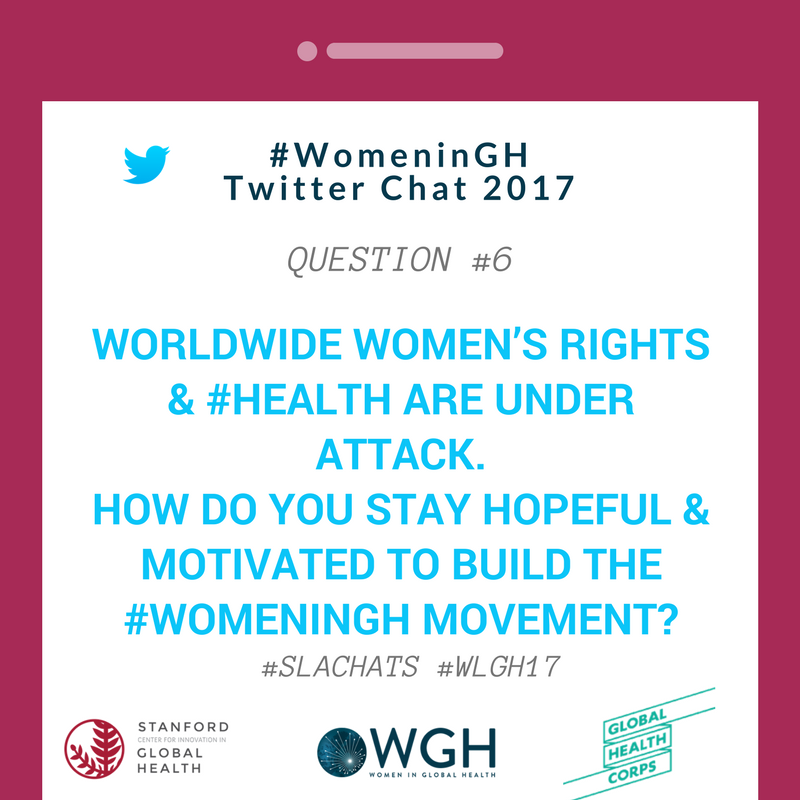 ghcorps's tweet photo. Q6 –  Worldwide women’s rights &amp; #health are under attack. How can we stay hopeful &amp; motivated to build the #WomeninGH movement? #WLGH17 https://t.co/WrLxcWK75p