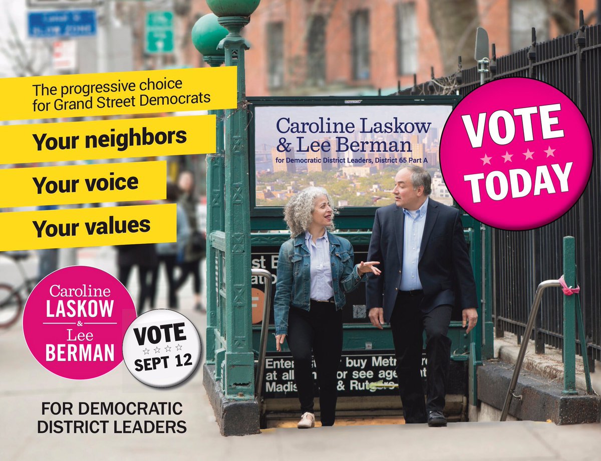 Excited to be voting for my good friends <a href="/claskow/">Caroline Laskow</a> and <a href="/LeeBermanER/">Lee Berman</a>! <a href="/GrandStreetDems/">Grand Street Dems</a>