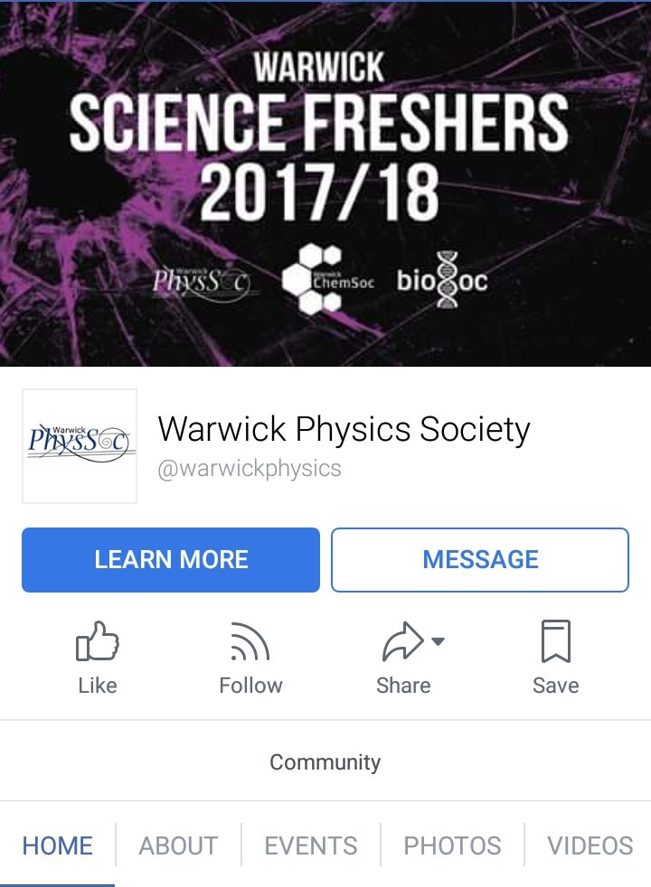 We've got a new Facebook page! Be sure to like it to keep up with our events this year: facebook.com/warwickphysics