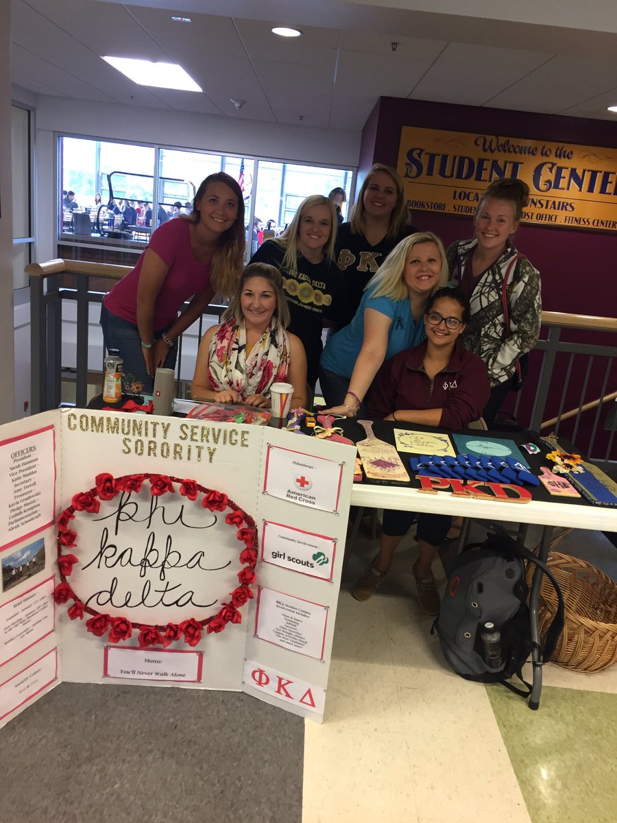 pkd_ab's tweet photo. Come say hi and meet your phi kappa ladies in the student center today! #MeetTheGreeks #WeGotCandy ❤🌹 https://t.co/KPpFWOQLAi