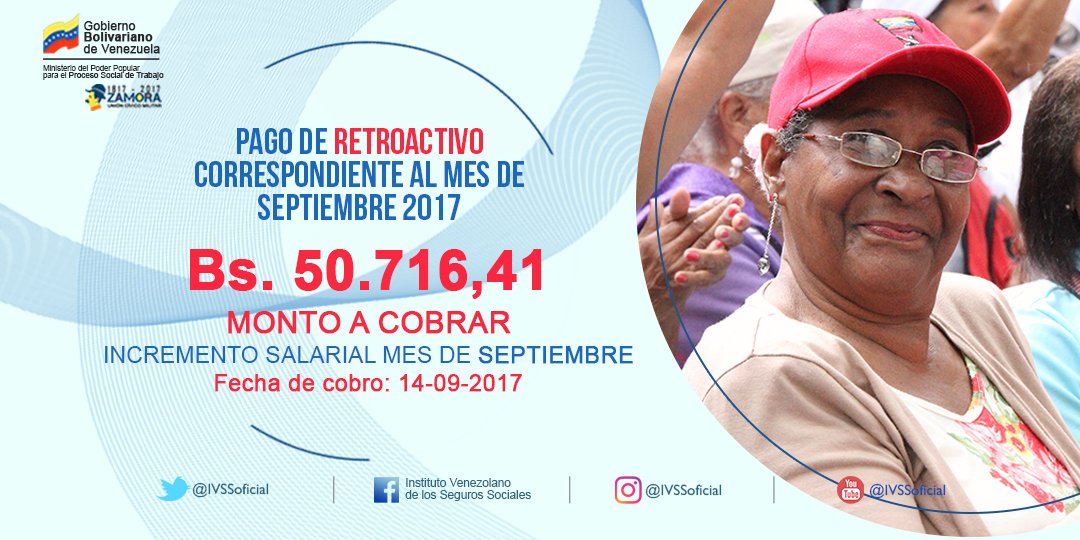 ivssoficial's tweet photo. Este jueves #14Sep se realizará el pago del retroactivo del aumento salarial para nuestros pensionados #IVSS de la Patria ¡Corre La Voz!🇻🇪 https://t.co/2QQXfD7BSA