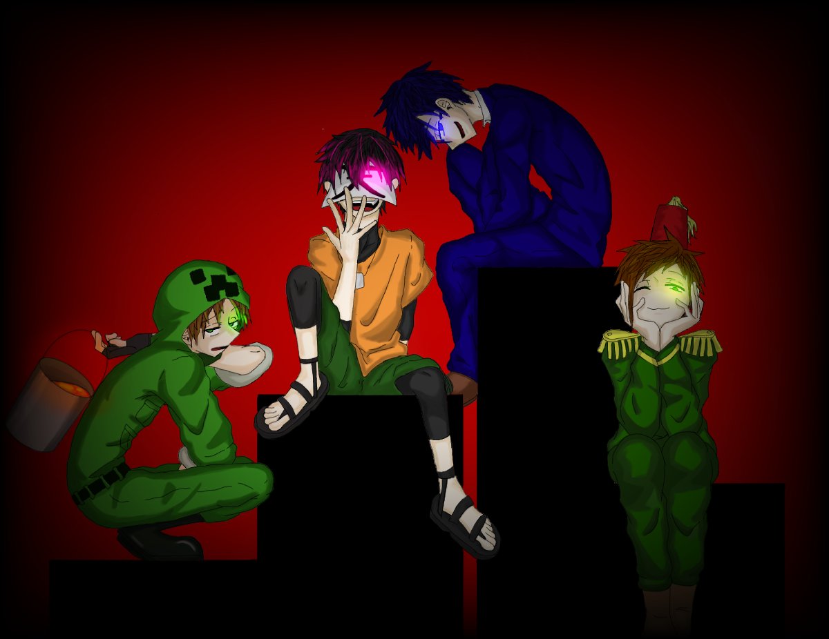 くろ吉 気まぐれ浮上 ゾムロボ鬱オス 描きたかった四人詰めました 個人的に大先生めっちゃ性癖