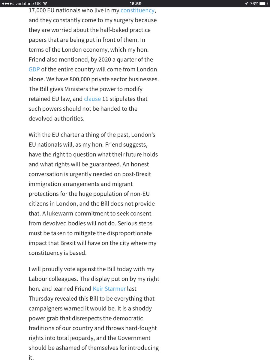 Read the powerful  speech about   #brexitshambles #Maypowergrab  made by <a href="/TulipSiddiq/">Tulip Siddiq</a> <a href="/hampsteadlabour/">Hampstead & Highgate Labour</a> theyworkforyou.com/debates/?id=20…
