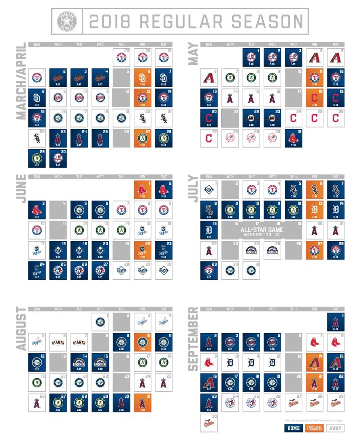 Printable Astros Schedule
