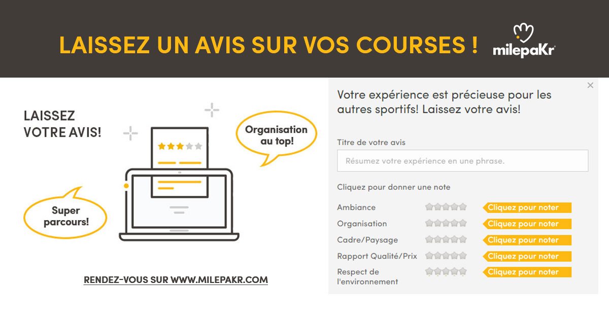 Kigosport's tweet photo. Super course? Déception à l'arrivée? Partagez votre expérience en laissant un avis sur vos courses! https://t.co/eaq2kby6TJ https://t.co/kDtwSlqz2Q