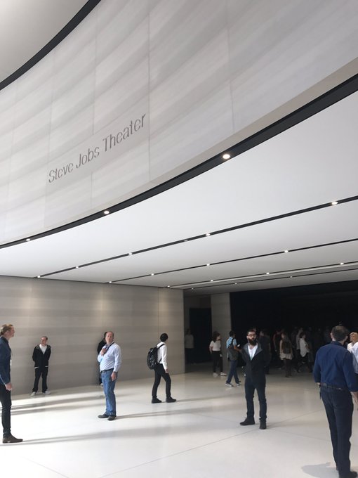 Into the Steve Jobs theatre. Considerable whooping happening here. For the room, that is. https://t.