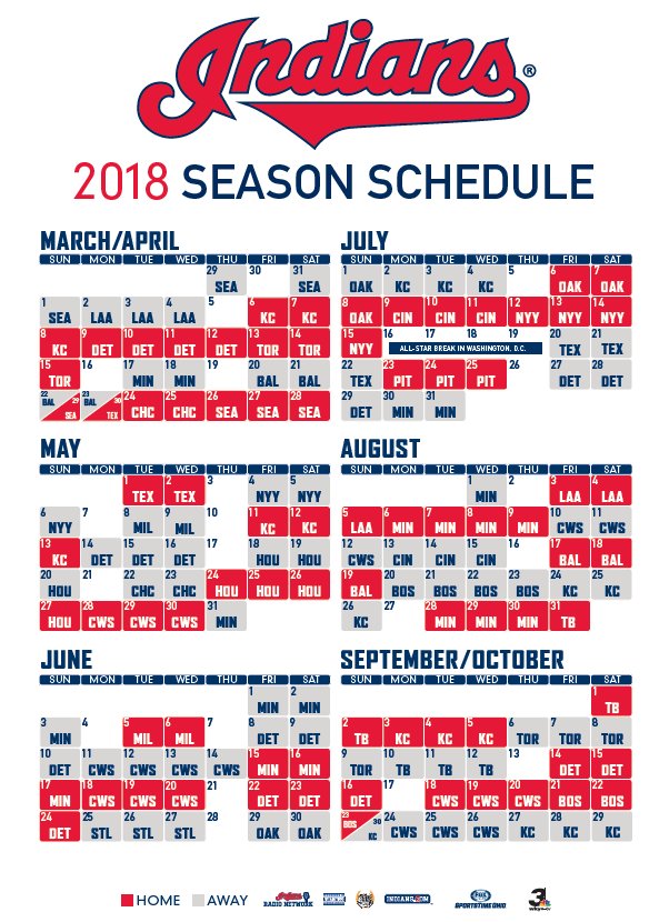 Cleveland Indians Printable Schedule