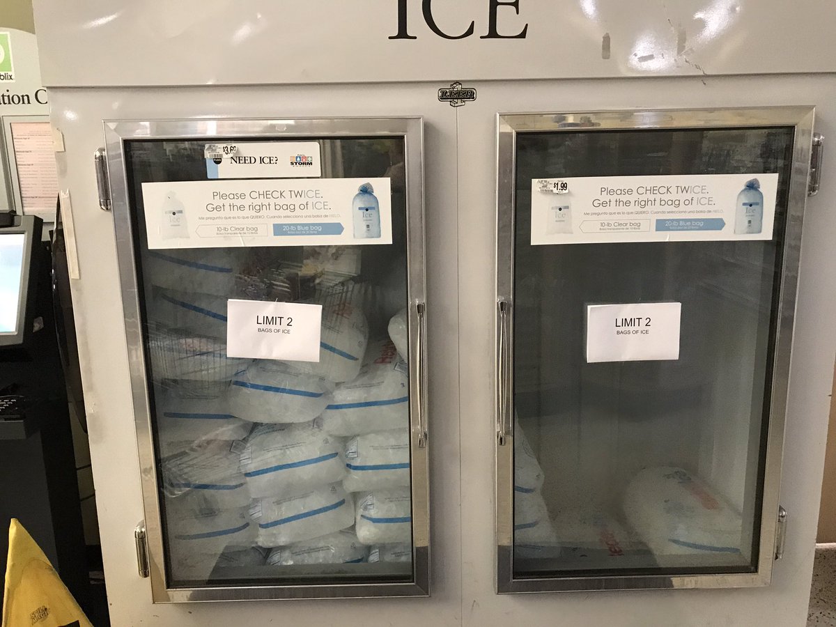 jesusp's tweet photo. Ice in stock at Publix in Silver Lakes 184th and Pines Blvd in Pembroke Pines, FL. #HurricanIrma #PembrokePines https://t.co/FntOuj2dld
