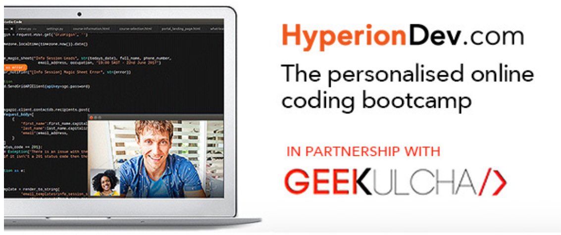 TiyaniTee's tweet image. @Geekulcha partners with @HypDev, get 15% discount in any course for MicroDegree. #CodeSkills @InnovHub @mlabsa --&amp;gt; hyperiondev.com/partners_speci…