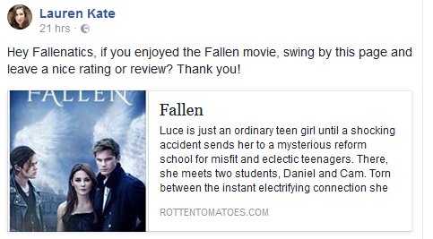 Fallen_Series's tweet photo. Also, if you enjoyed #FALLEN movie, head over to this site and leave your review/rate the film. :) https://t.co/9xOs33nSWn https://t.co/gL41HKip5Y