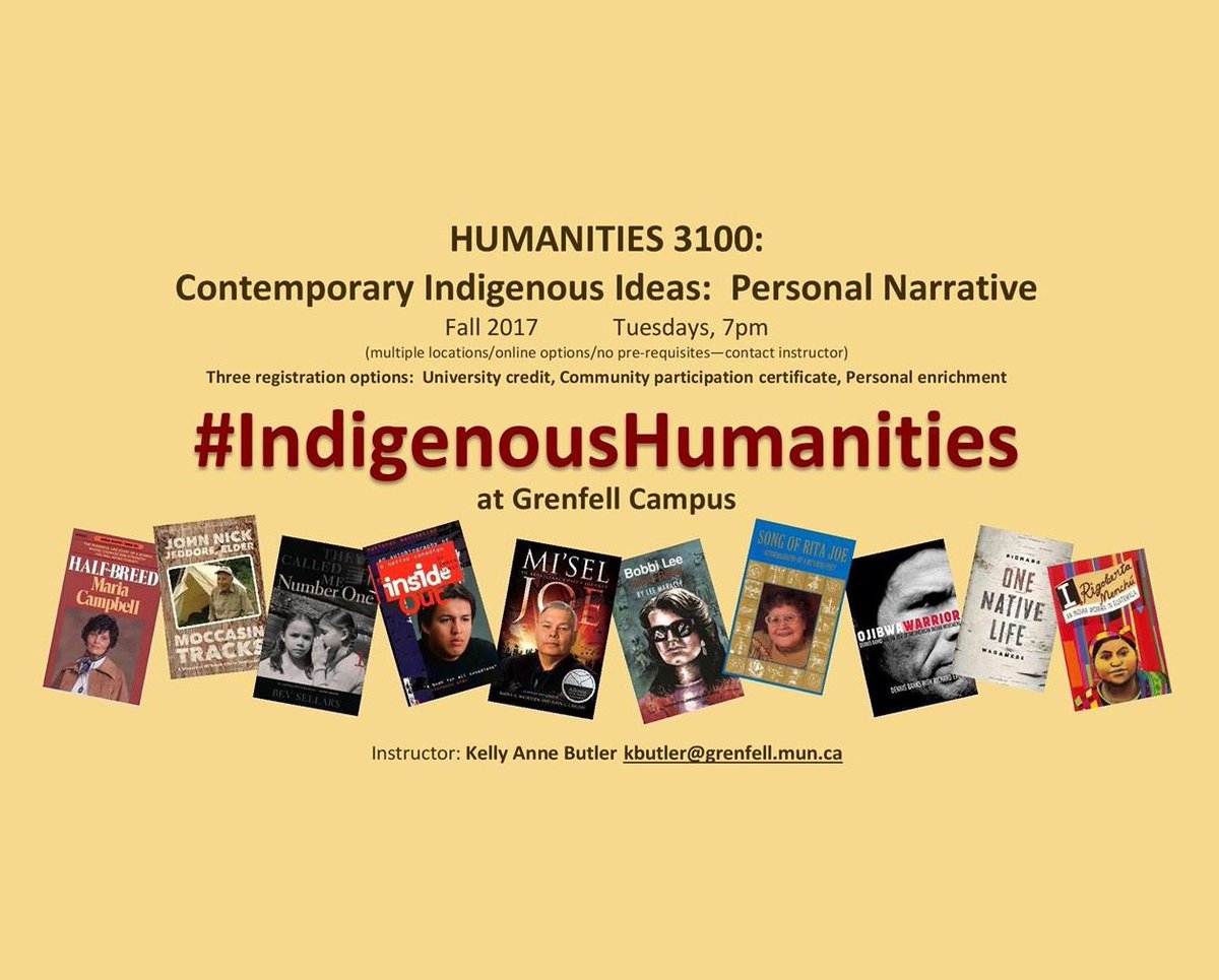 KellyAnneButler's tweet photo. Starts tonight!!  #IndigenousHumanities @grenfellcampus and with Community Partner Classroom Flat Bay!  Online options too. https://t.co/uOJgzn2Sy5