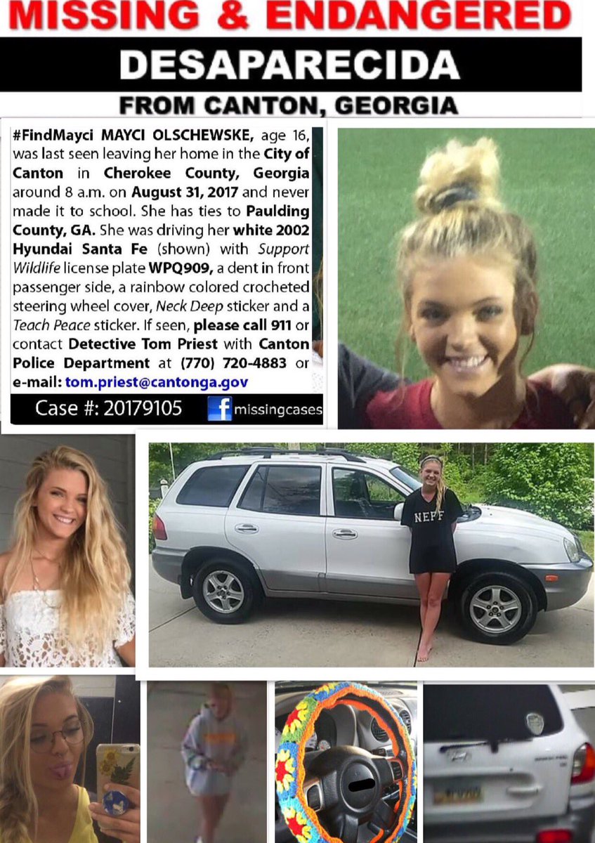nslycchrn's tweet photo. @TheEllenShow PLEASE SHARE!!! 16 years old &amp; last seen on August 31st!!! Desperate to find her!! Could be anywhere!!! #FindMayci https://t.co/gJUxFbJuVd