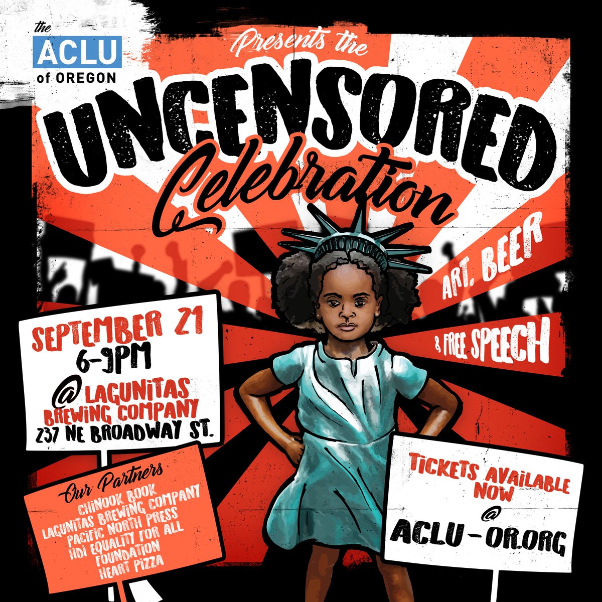 ACLU_OR's tweet photo. Join us for a rad evening on Thursday, 9/21! Admission is only $13 and includes two drink tokens &amp; pizza!

TICKETS: https://t.co/O2vBa1tjwn https://t.co/FZJ3qVrm0Y