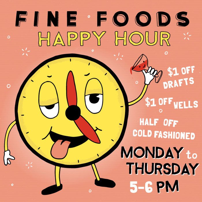 Have you tried Happy Hour at Fine Foods? Stop by for Half-Off Cold Fashioneds! #austinmotel #finefoods #austin