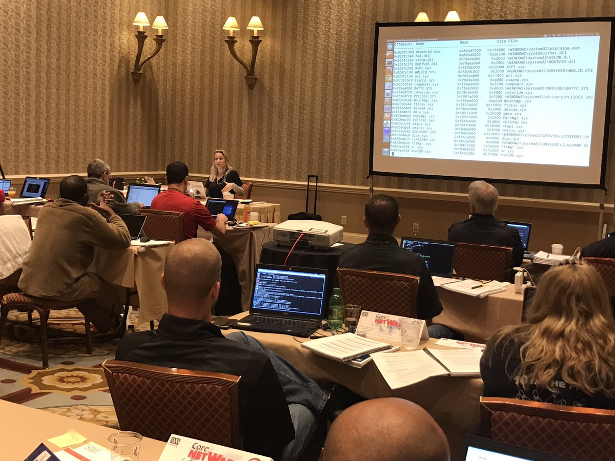 sansforensics's tweet photo. Students at #FOR526 listening to @sibertor & going through exercise 6 - Dumping Memory w/ #volshell #SANSNetworkSecurity.New poster is here! https://t.co/pKLLDeHFAj