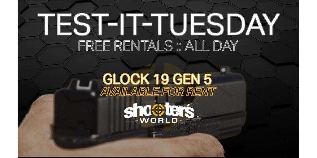 AZShootersWorld's tweet image. It's Test-It-Tuesday --&amp;gt; free and unlimited gun rentals.  Why not try out the Gen5 Glock 19? @GLOCKInc @WellArmedWoman @CageSideSeatMMA
