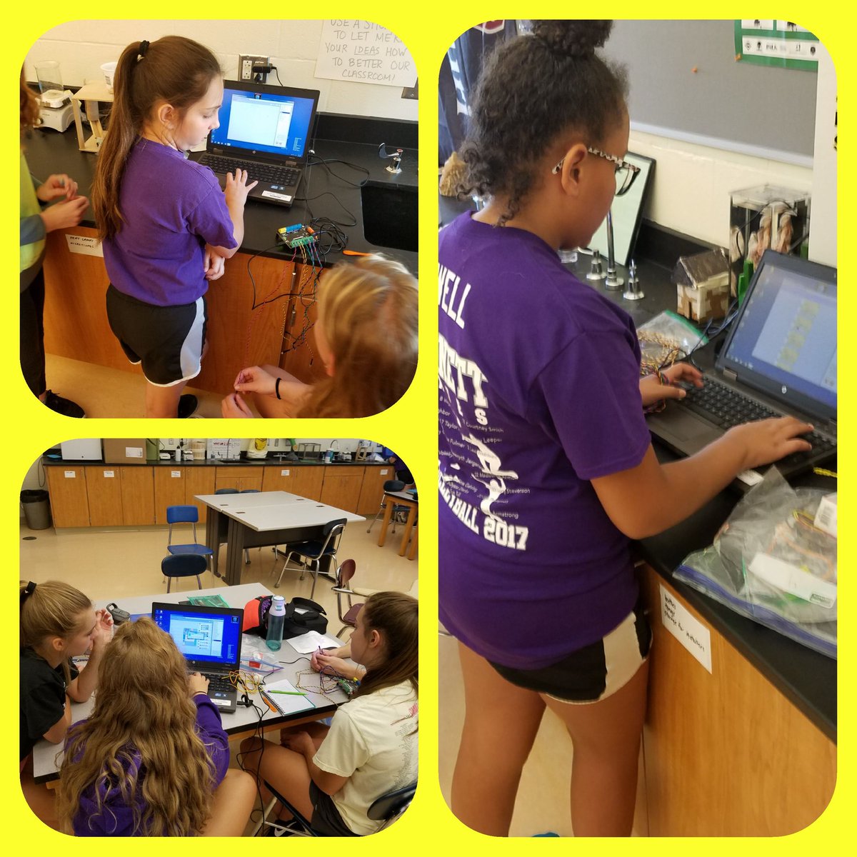 annjameson52's tweet image. 8th grade girls creating an Alburnett light show using their LEDs! @UIowaWiSE #uiowawisefemineers #cppfemineers #purpleonpurpose