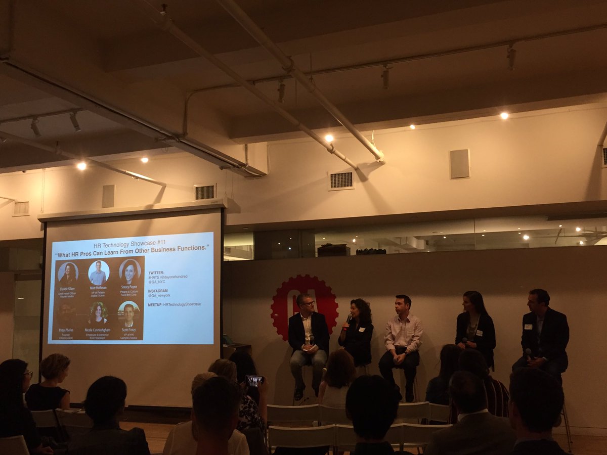 dayonehundred's tweet photo. Agile methodologies, A/B testing, user-friendly tech tools -- some of the methods that this all-star panel uses in their people ops #HRTS https://t.co/jRGosCUZPK