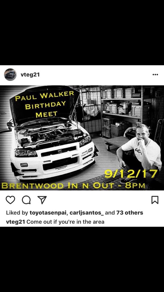 HAPPY BIRTHDAY PAUL WALKER!! Come celebrate at the flash meet tonight!  